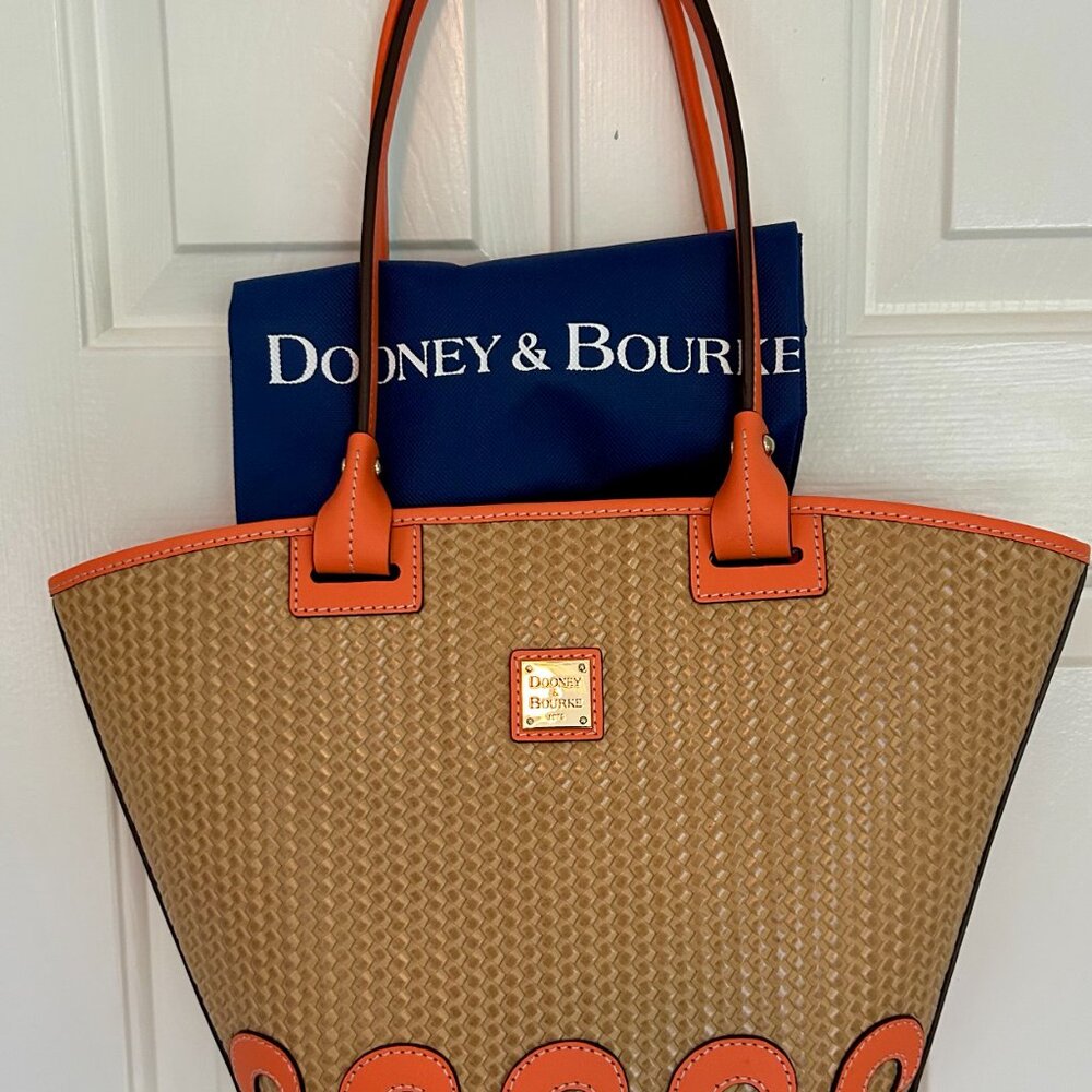 Dooney & Bourke Beacon Woven Atlantic Tote in Coral Orange. - Picture 2 of 6